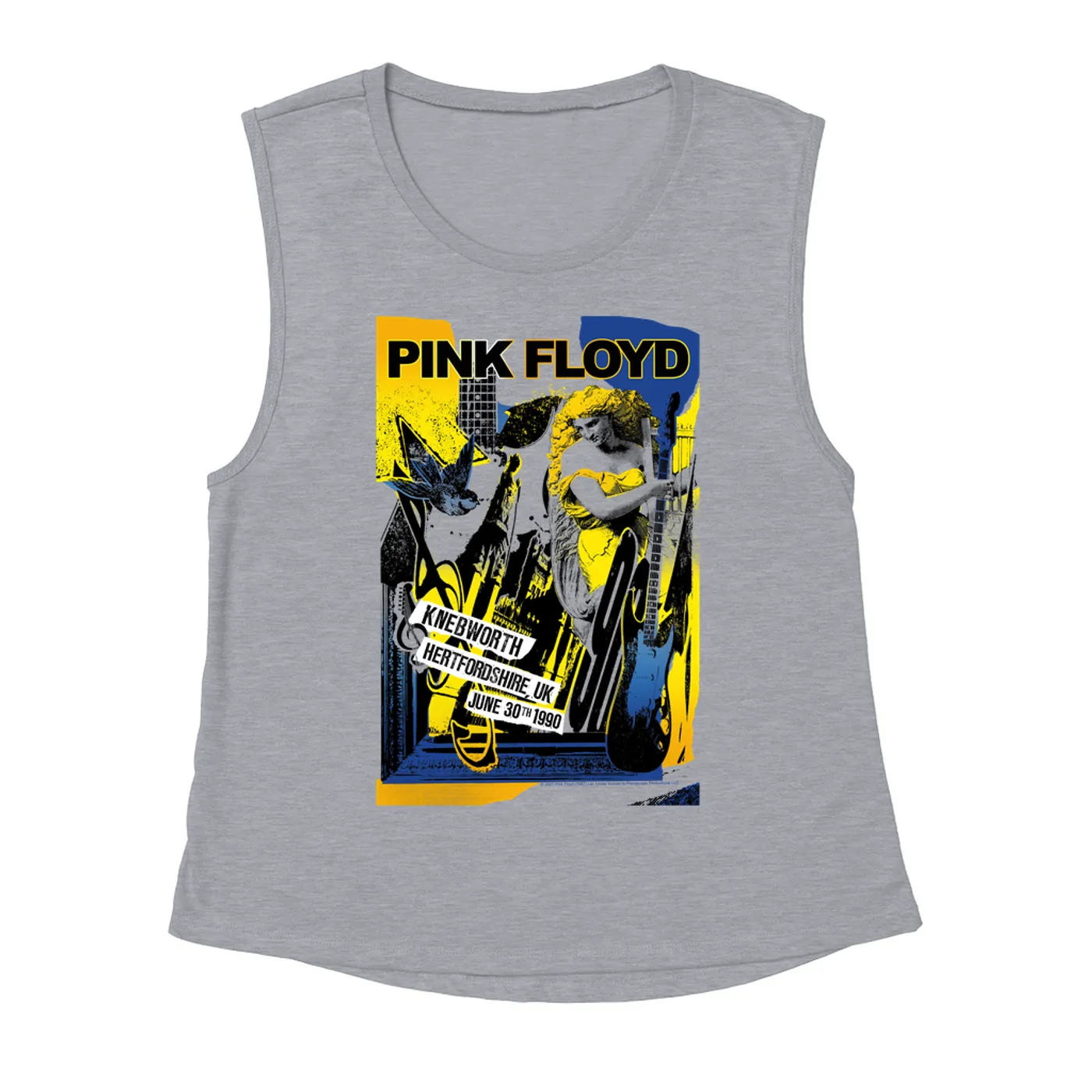 Pink Floyd Ladies' Muscle Tank Top | Live At Hertfordshire UK Collage Concert Poster Pink Floyd Shirt