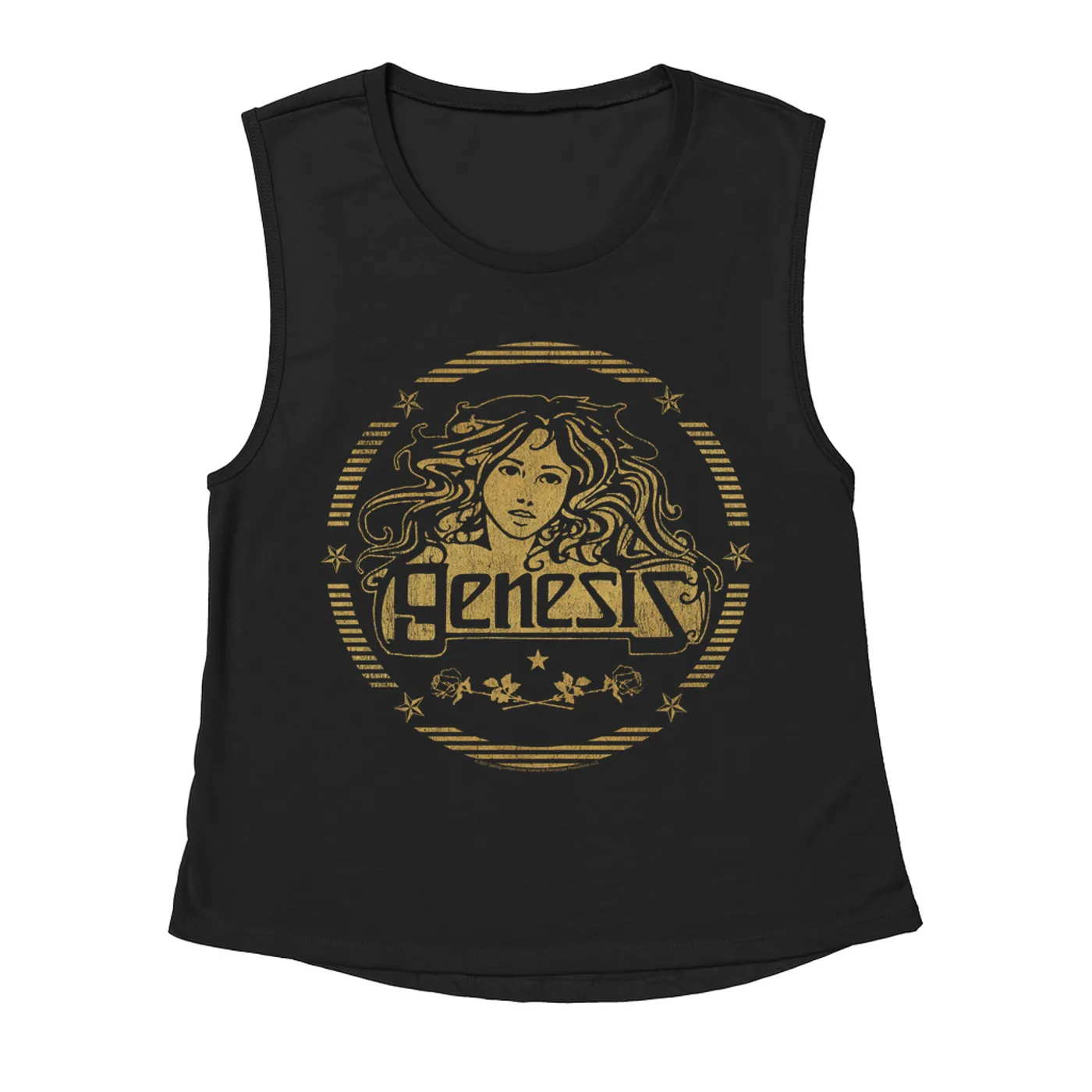 Genesis Ladies' Muscle Tank Top | Band Art Nouveau Gold Logo Genesis Shirt