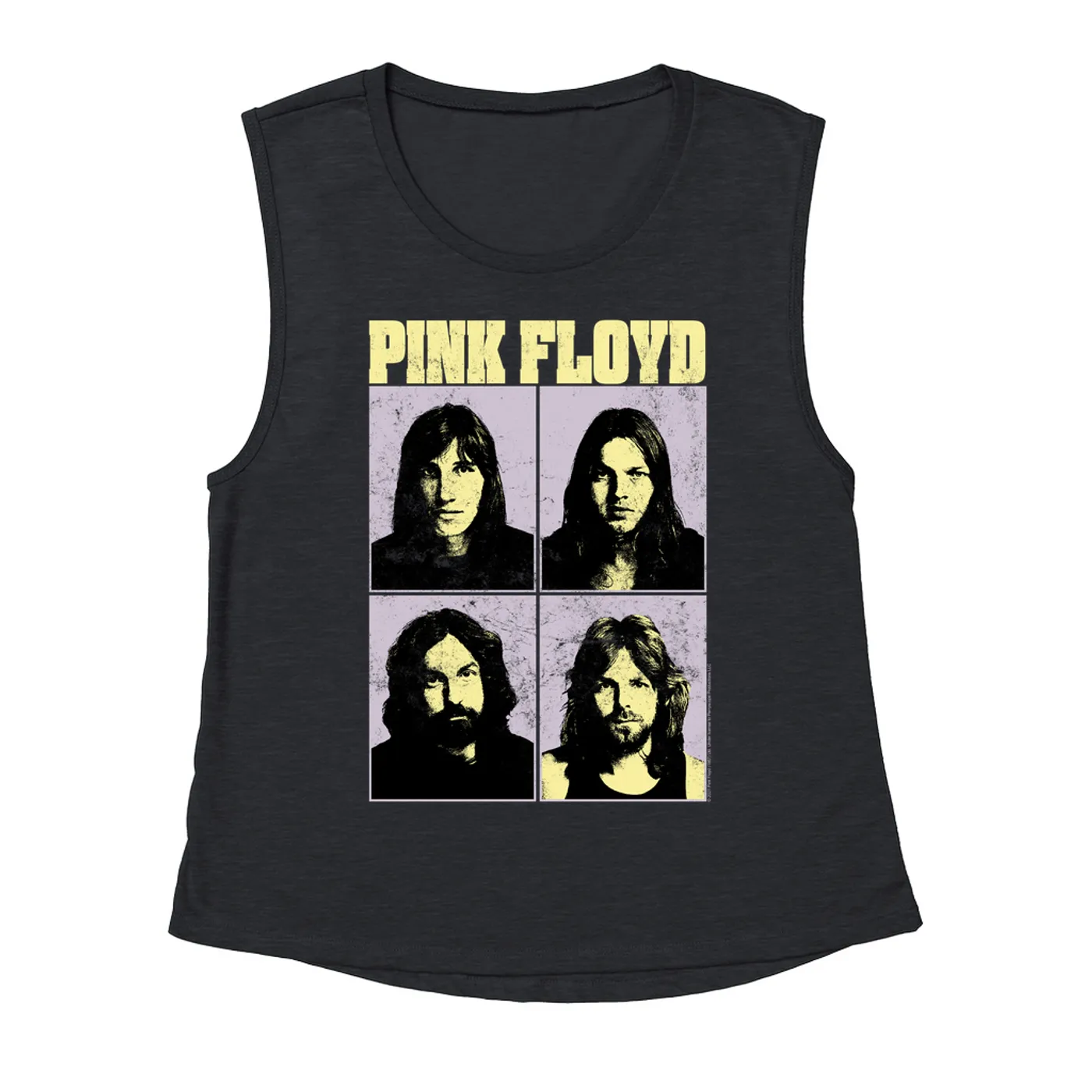 Pink Floyd Ladies' Muscle Tank Top | Meddle Group Photo Pastel Image Distressed Pink Floyd Shirt (Merchbar Exclusive)