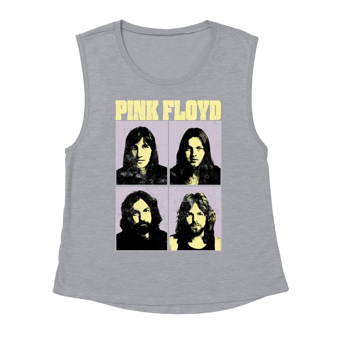 Pink Floyd Ladies' Muscle Tank Top | Meddle Group Photo Pastel Image Distressed Pink Floyd Shirt (Merchbar Exclusive)