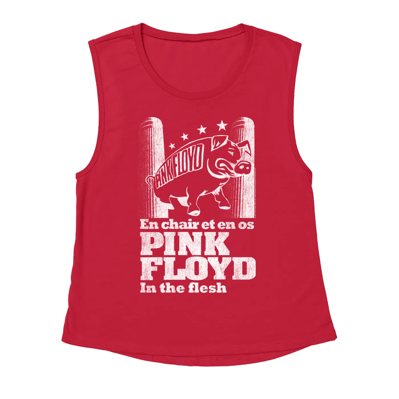 Pink Floyd Ladies' Muscle Tank Top | In The Flesh Concert en Français Design Pink Floyd Shirt