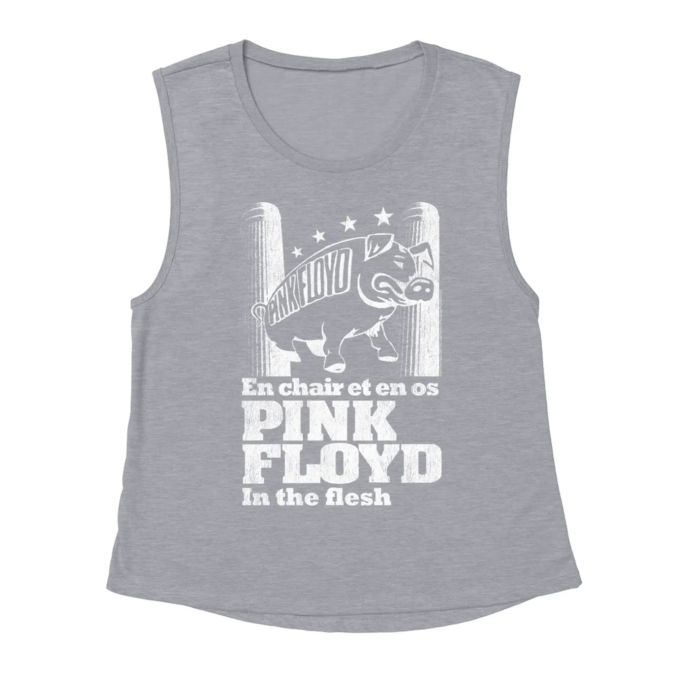 Pink Floyd Ladies' Muscle Tank Top | In The Flesh Concert en Français Design Pink Floyd Shirt