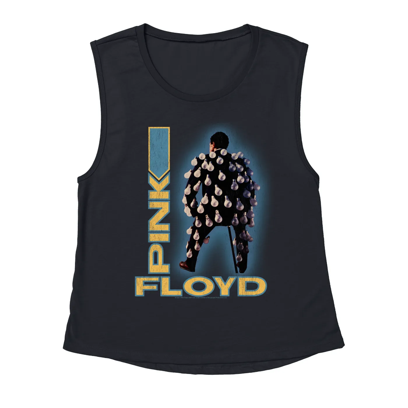 Pink Floyd Ladies' Muscle Tank Top | Delicate Sound Of Thunder Mr. Light Design Distressed Pink Floyd Shirt