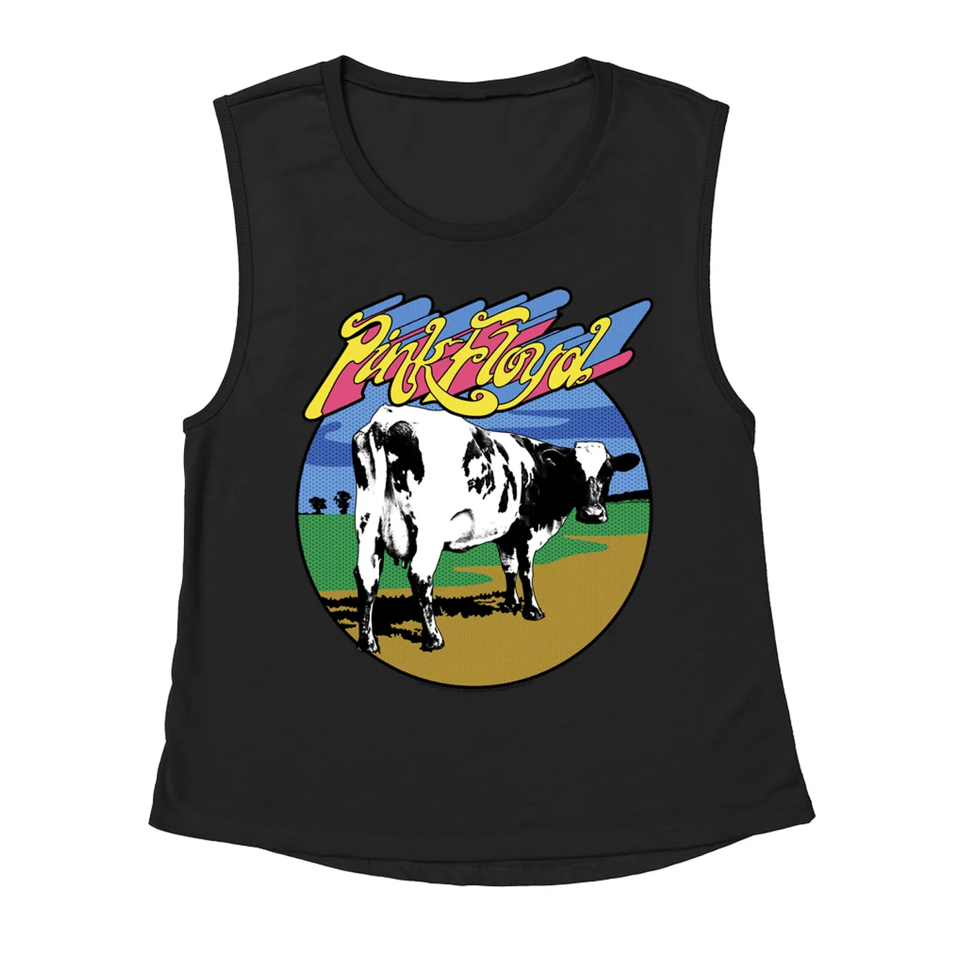 Pink Floyd Ladies' Muscle Tank Top | POP Art Atom Heart Mother Design Pink Floyd Shirt