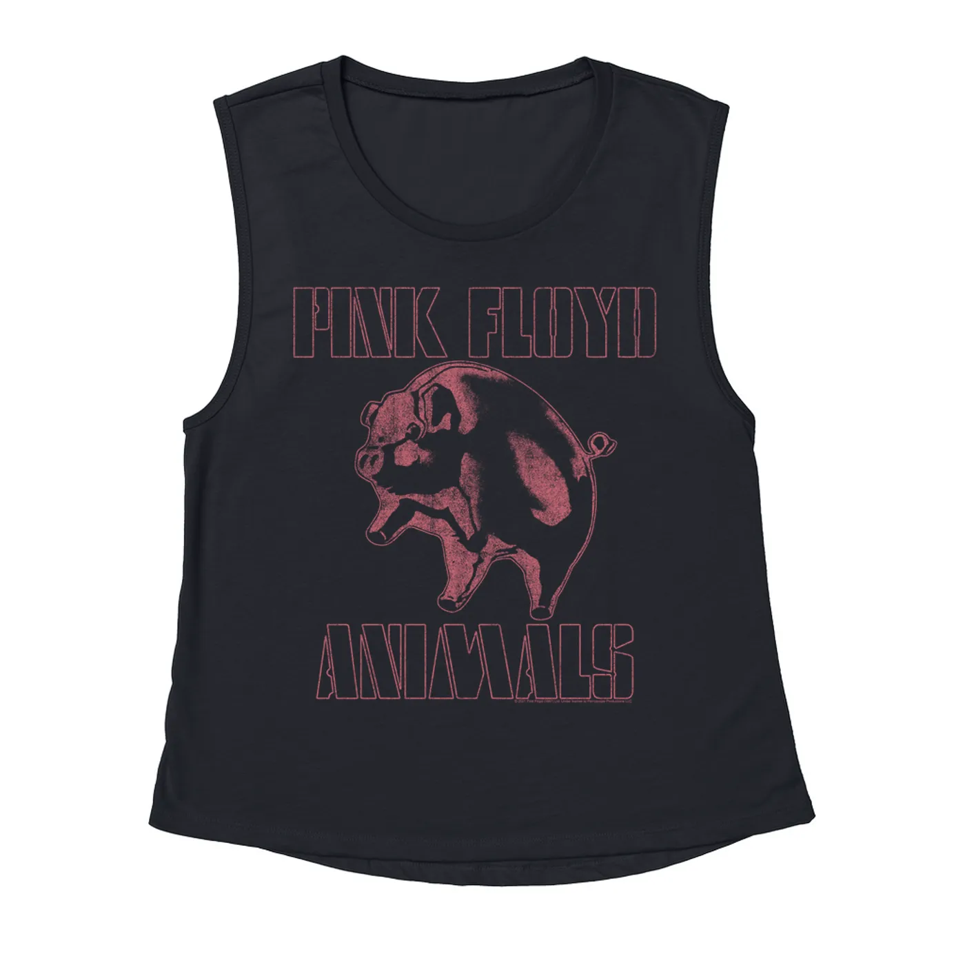 Pink Floyd Ladies' Muscle Tank Top | Pink Distressed 1978 NYC In The Flesh Concert Pink Floyd Shirt