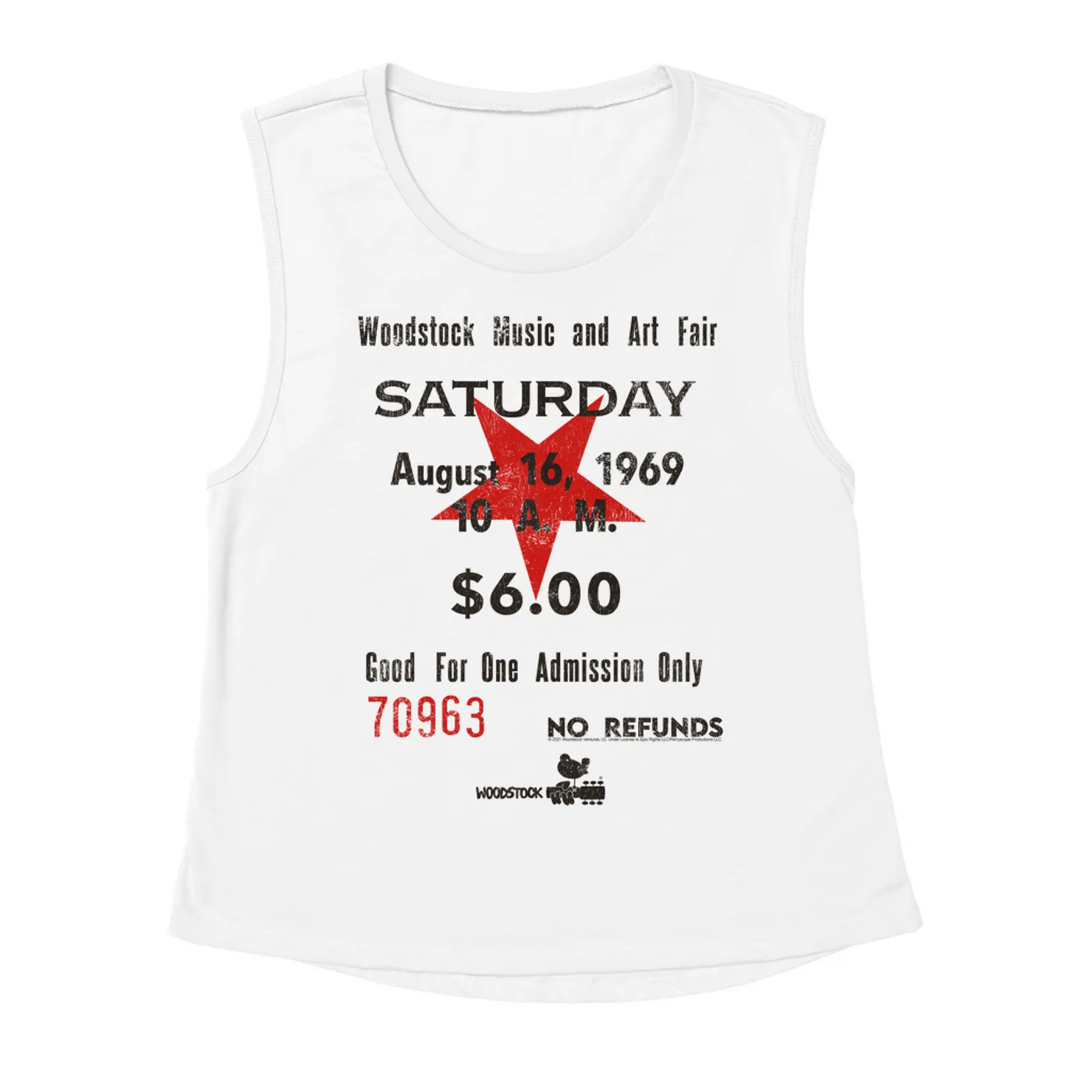Woodstock Ladies' Muscle Tank Top | Woodstock Music And Art Fair Ticket Stub Design Woodstock Shirt