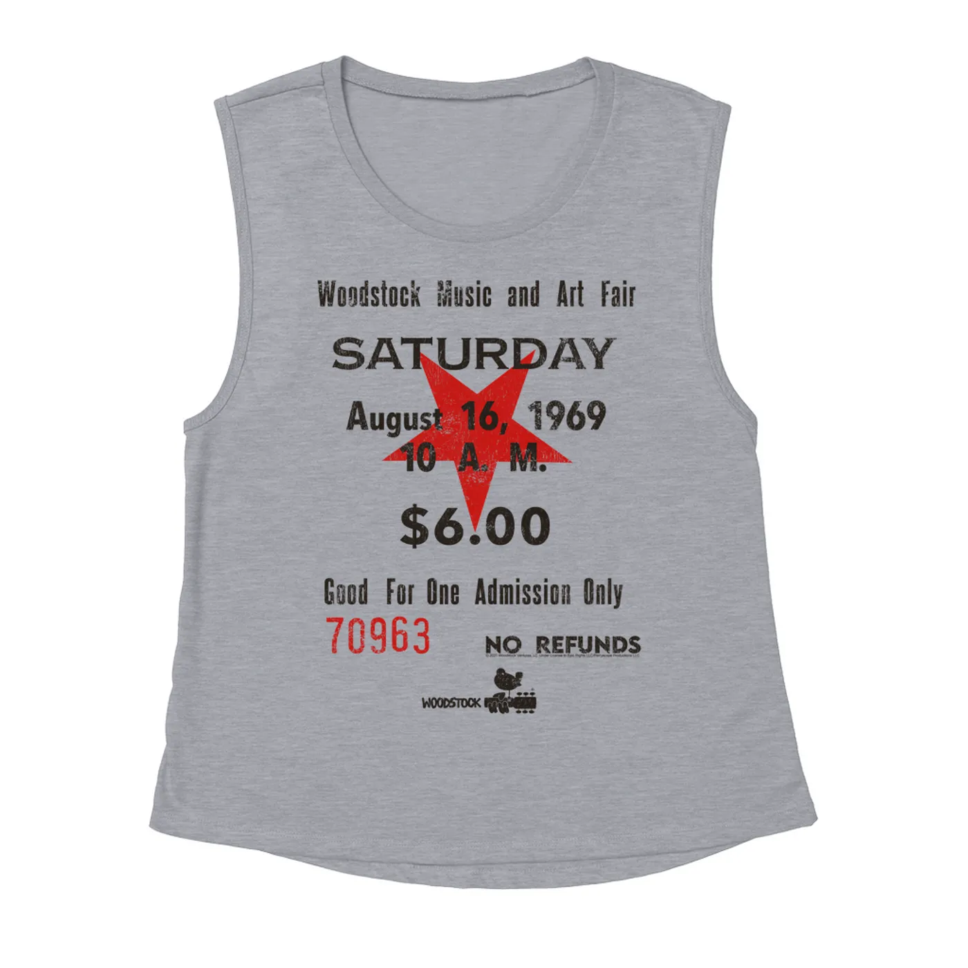 Woodstock Ladies' Muscle Tank Top | Woodstock Music And Art Fair Ticket Stub Design Woodstock Shirt