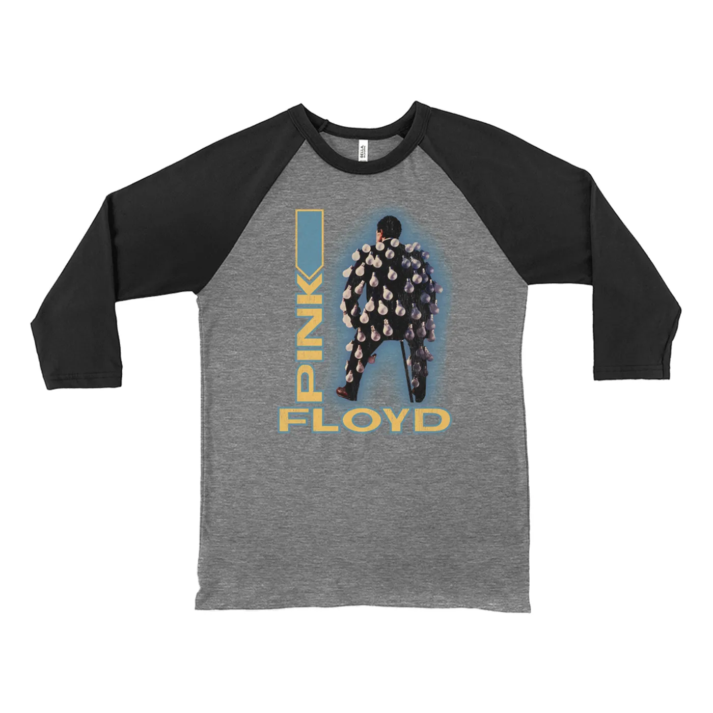 Pink Floyd 3/4 Sleeve Baseball Tee | Delicate Sound Of Thunder Mr. Light Design Distressed Pink Floyd Shirt