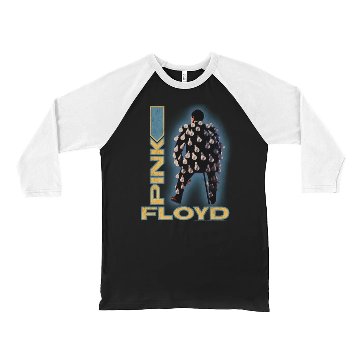 Pink Floyd 3/4 Sleeve Baseball Tee | Delicate Sound Of Thunder Mr. Light Design Distressed Pink Floyd Shirt