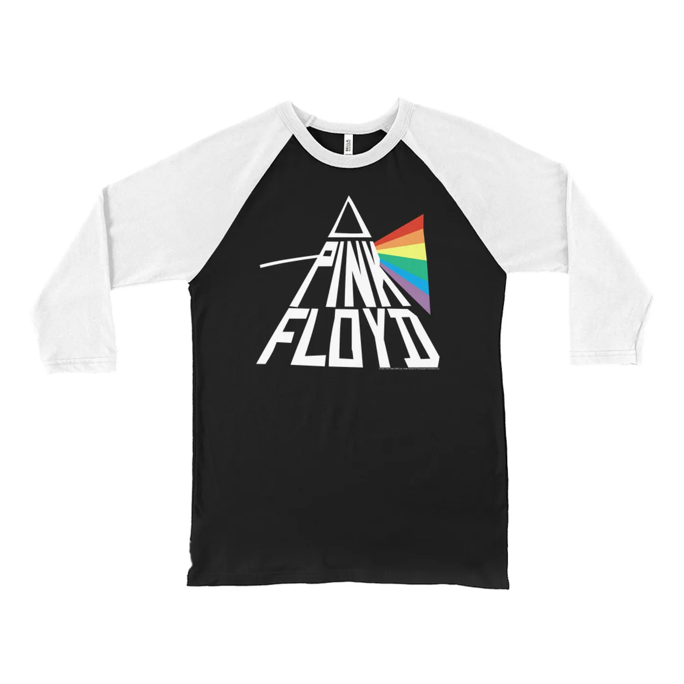 Pink Floyd 3/4 Sleeve Baseball Tee | Dark Side Of The Moon Modern Prism Pink Floyd Shirt