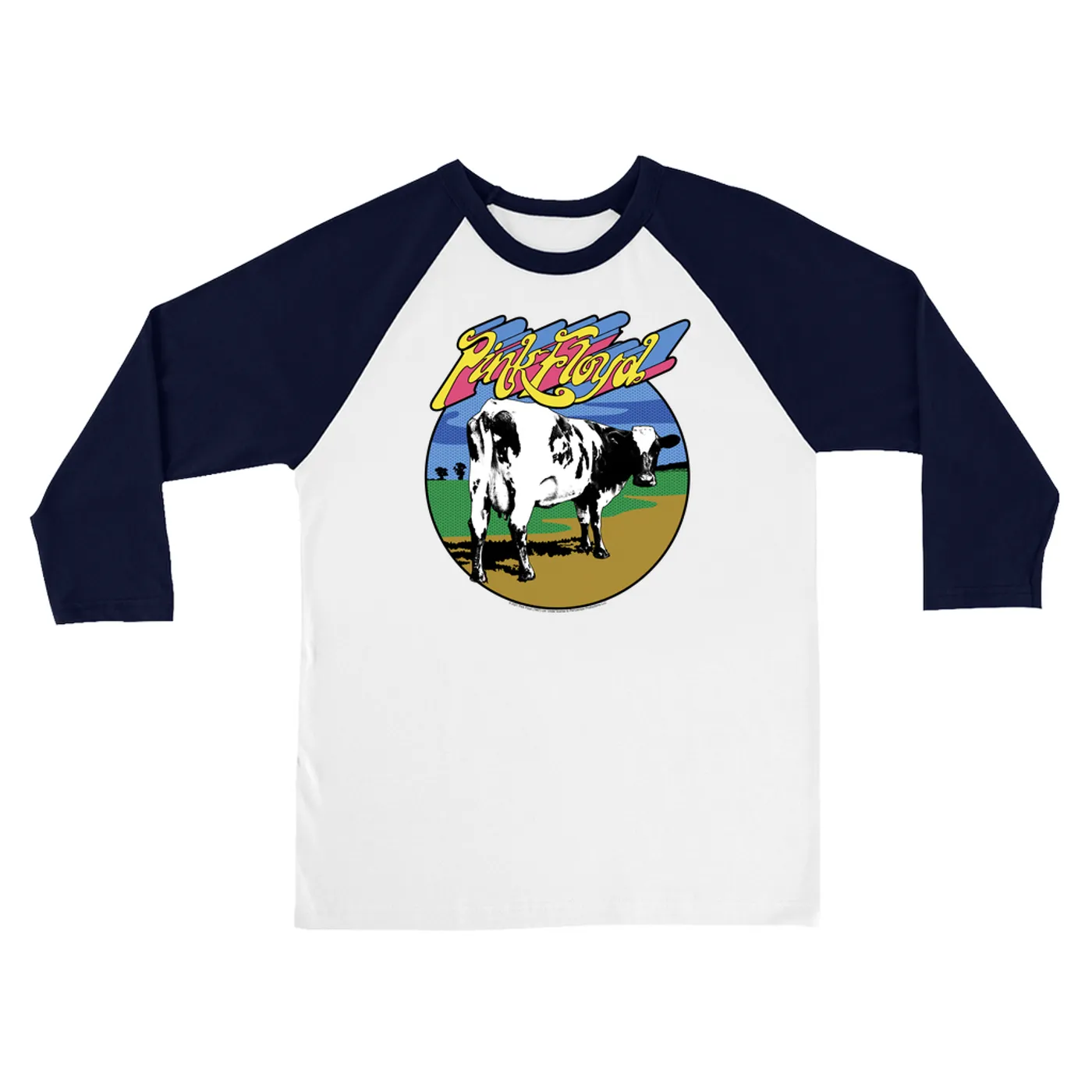 Pink Floyd 3/4 Sleeve Baseball Tee | POP Art Atom Heart Mother Design Pink Floyd Shirt