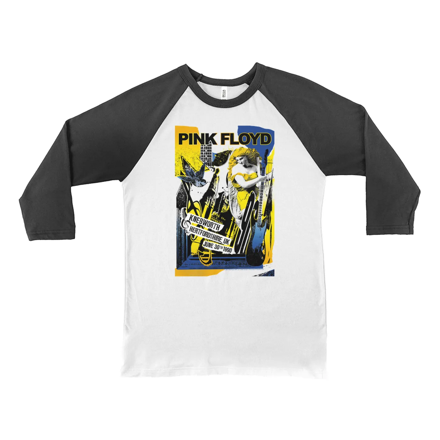Pink Floyd 3/4 Sleeve Baseball Tee | Live At Hertfordshire UK Collage Concert Poster Pink Floyd Shirt