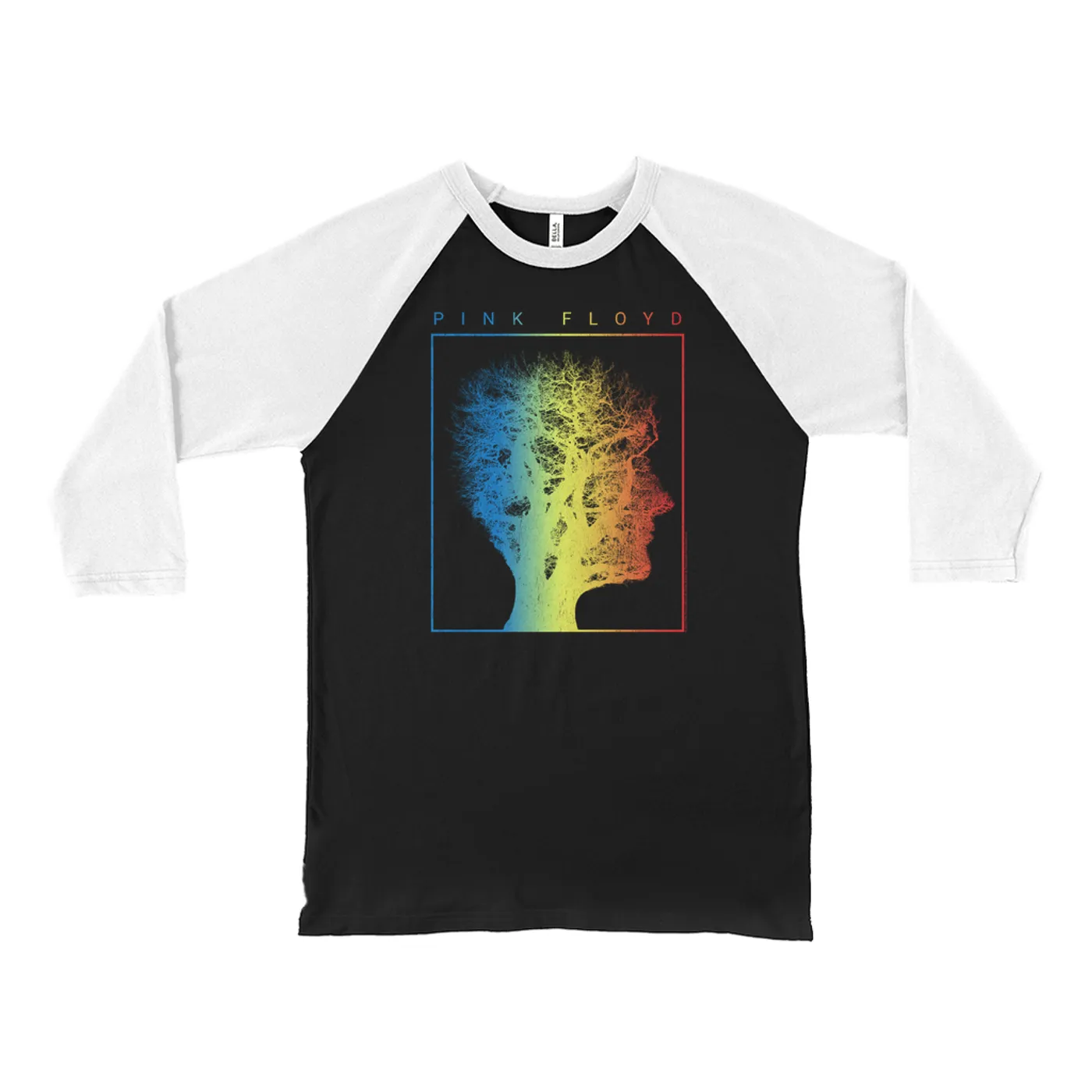 Pink Floyd 3/4 Sleeve Baseball Tee | Tree Of Half Life Ombre Rainbow Image Pink Floyd Shirt (Merchbar Exclusive)
