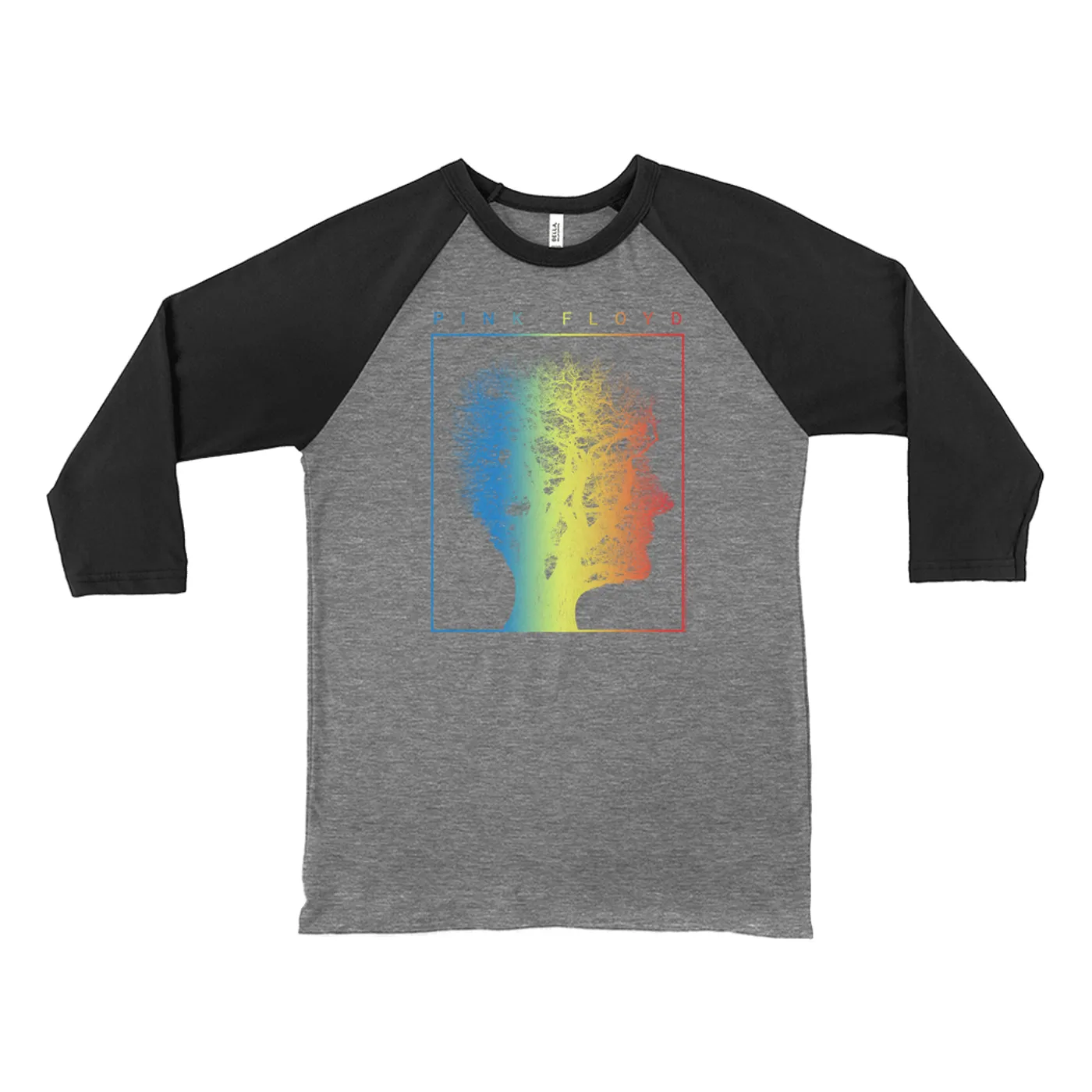 Pink Floyd 3/4 Sleeve Baseball Tee | Tree Of Half Life Ombre Rainbow Image Pink Floyd Shirt (Merchbar Exclusive)