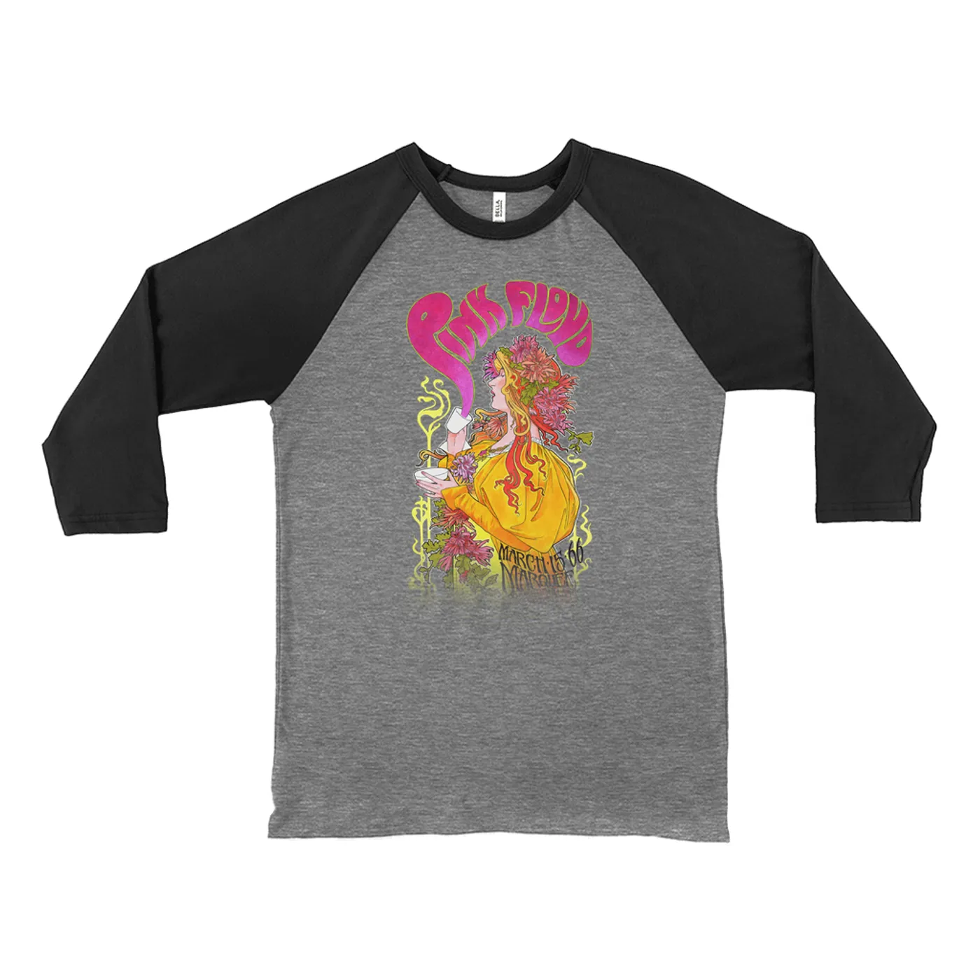 Pink Floyd 3/4 Sleeve Baseball Tee | Marquee London 1966 Promotion Image Pink Floyd Shirt