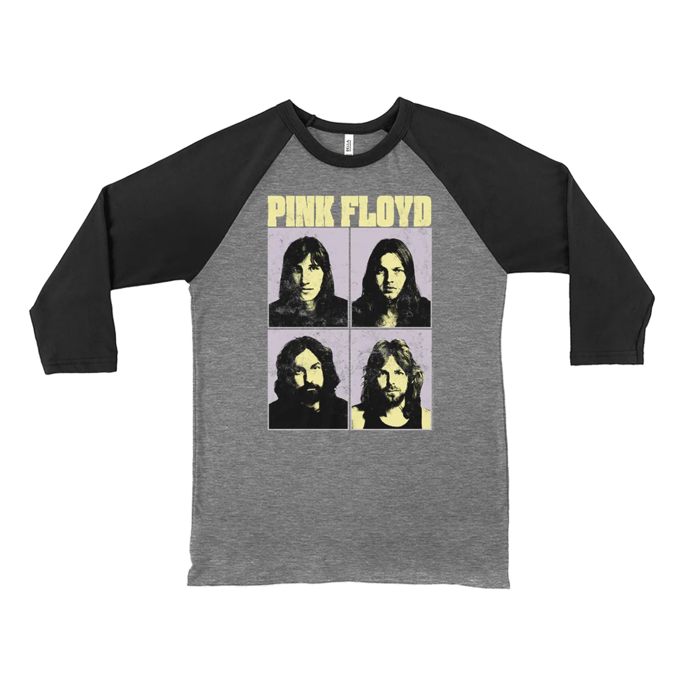 Pink Floyd 3/4 Sleeve Baseball Tee | Meddle Group Photo Pastel Image Distressed Pink Floyd Shirt (Merchbar Exclusive)