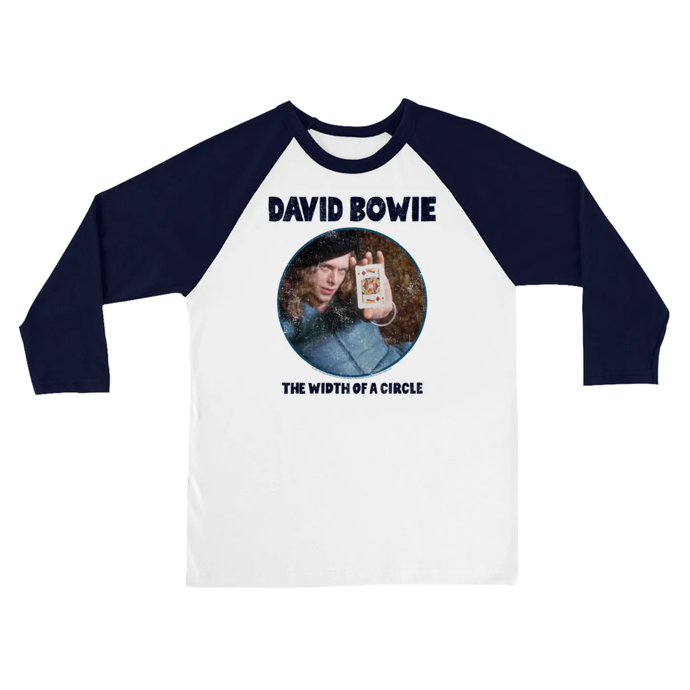 David Bowie 3/4 Sleeve Baseball Tee | The Width Of A Circle Album Image Distressed David Bowie Shirt