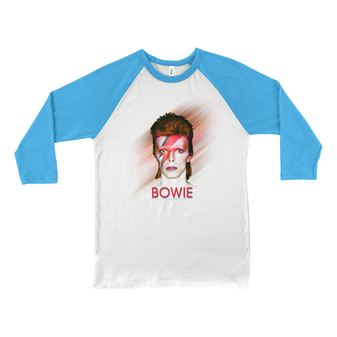 David Bowie 3/4 Sleeve Baseball Tee | Flash Frame Colorful Bowie Image David Bowie Shirt