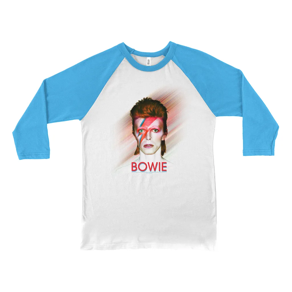 3/4 Sleeve Baseball Tee | Flash Frame Colorful Bowie Image Shirt