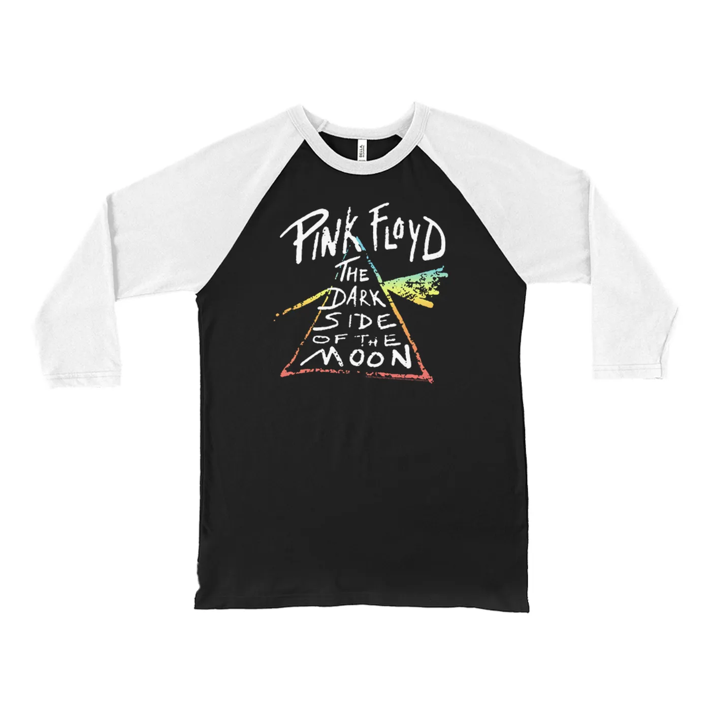 Pink Floyd 3/4 Sleeve Baseball Tee | Color Sketch Dark Side Of The Moon Ombre Pink Floyd Shirt
