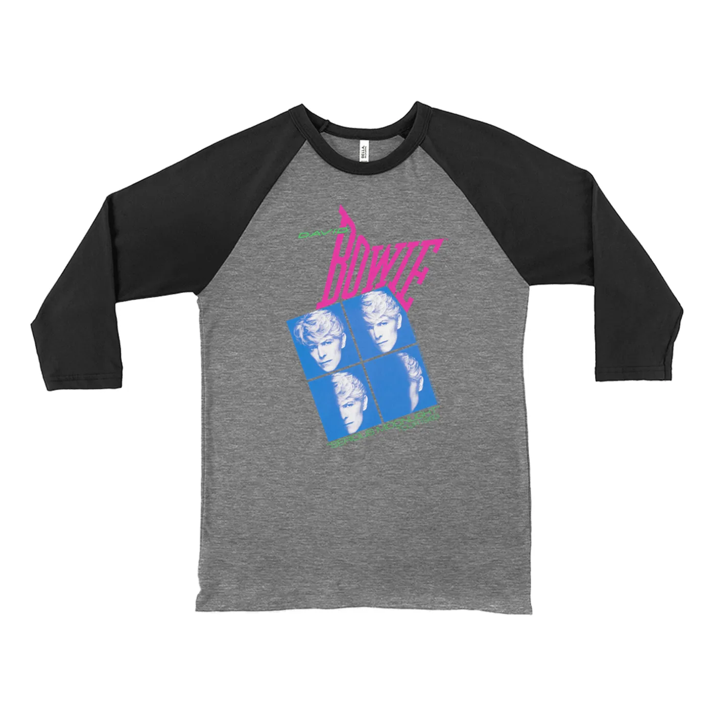 David Bowie 3/4 Sleeve Baseball Tee | Neon Serious Moonlight Tour David Bowie Shirt (Merchbar Exclusive)