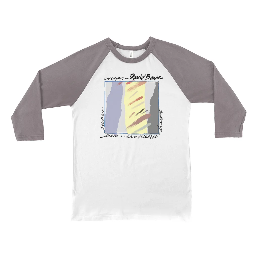 3/4 Sleeve Baseball Tee | Neutral Tone Scary Monsters Album Design Shirt