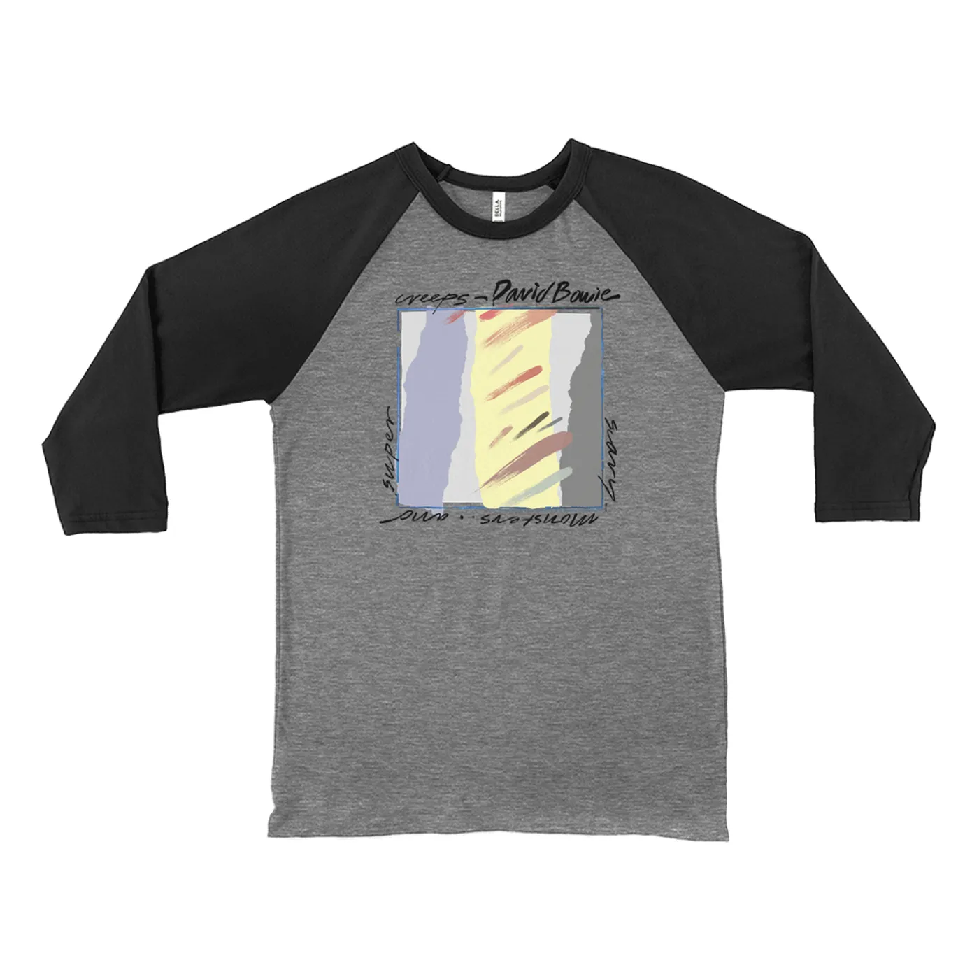 David Bowie 3/4 Sleeve Baseball Tee | Neutral Tone Scary Monsters Album Design David Bowie Shirt