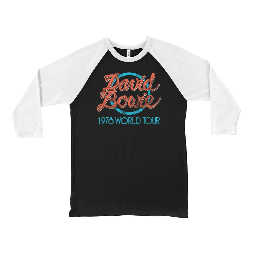 3/4 Sleeve Baseball Tee | Turquoise 1978 World Tour Distressed Shirt