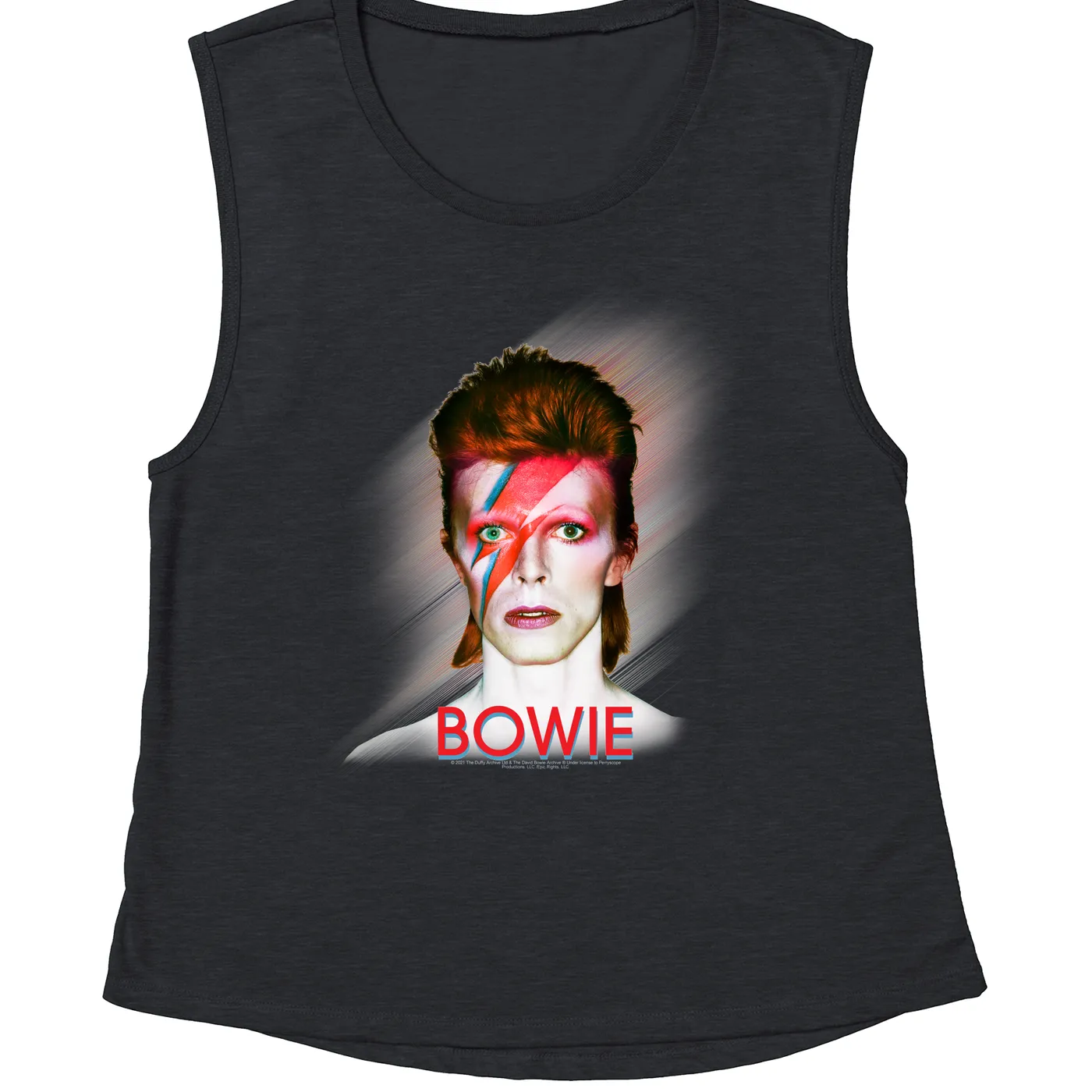 David Bowie Ladies' Muscle Tank Top | Flash Frame Colorful Bowie Image David Bowie Shirt