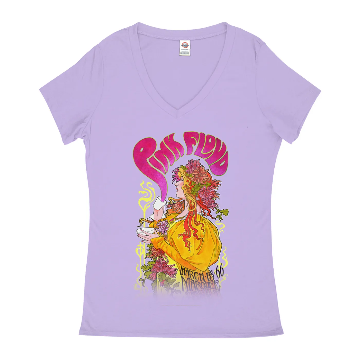 Pink Floyd Ladies' V-neck T-Shirt | Marquee London 1966 Promotion Image Pink Floyd Shirt