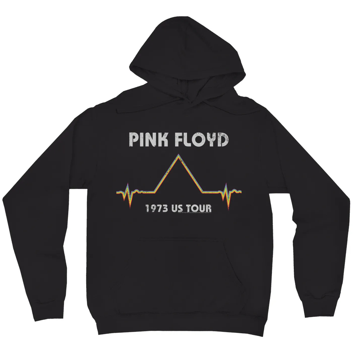 Pink Floyd Hoodie | 1973 US Tour Pyramid Heartbeat Design Distressed Pink Floyd Hoodie