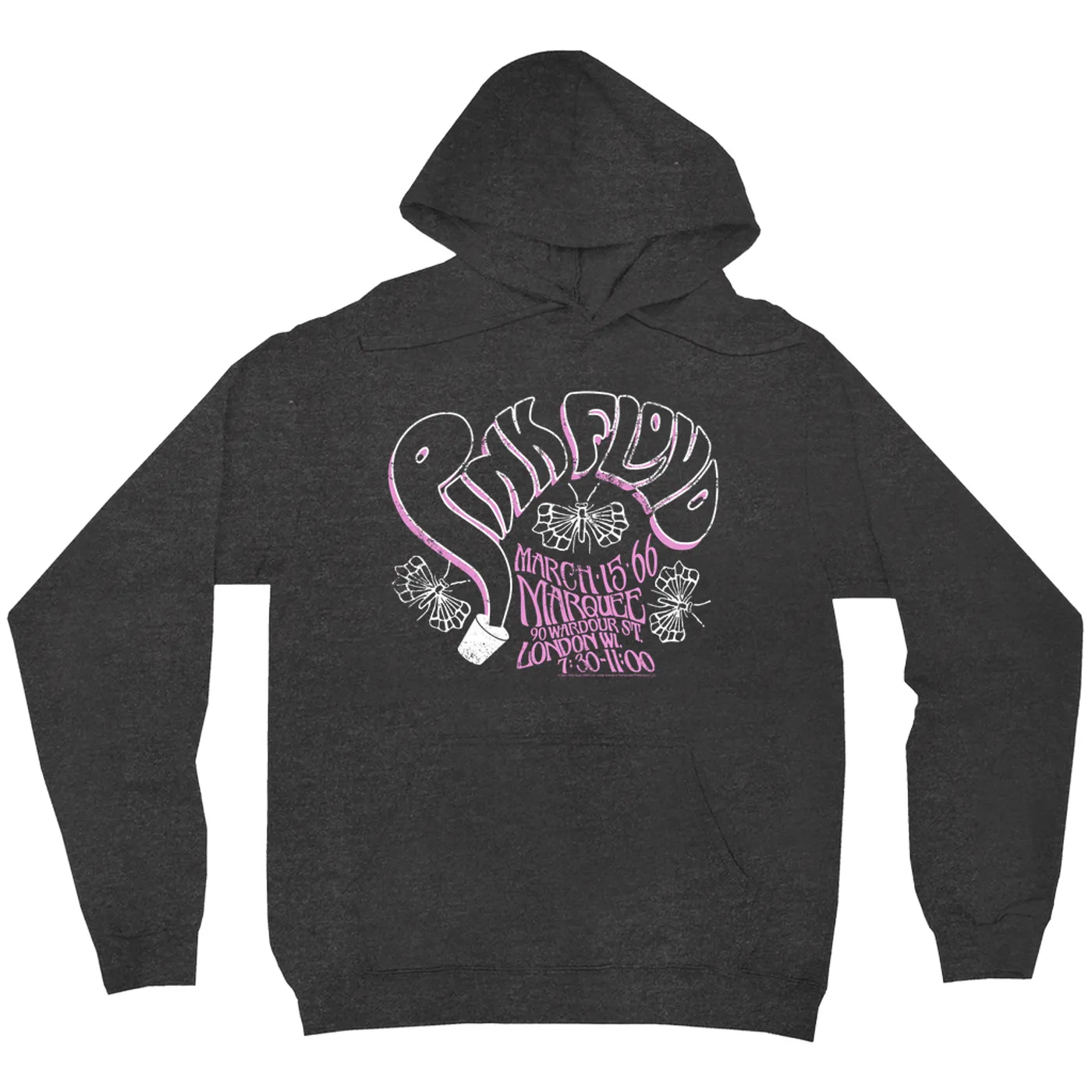 Pink Floyd Hoodie | Marquee 1966 Concert Flyer Logo Distressed Pink Floyd Hoodie