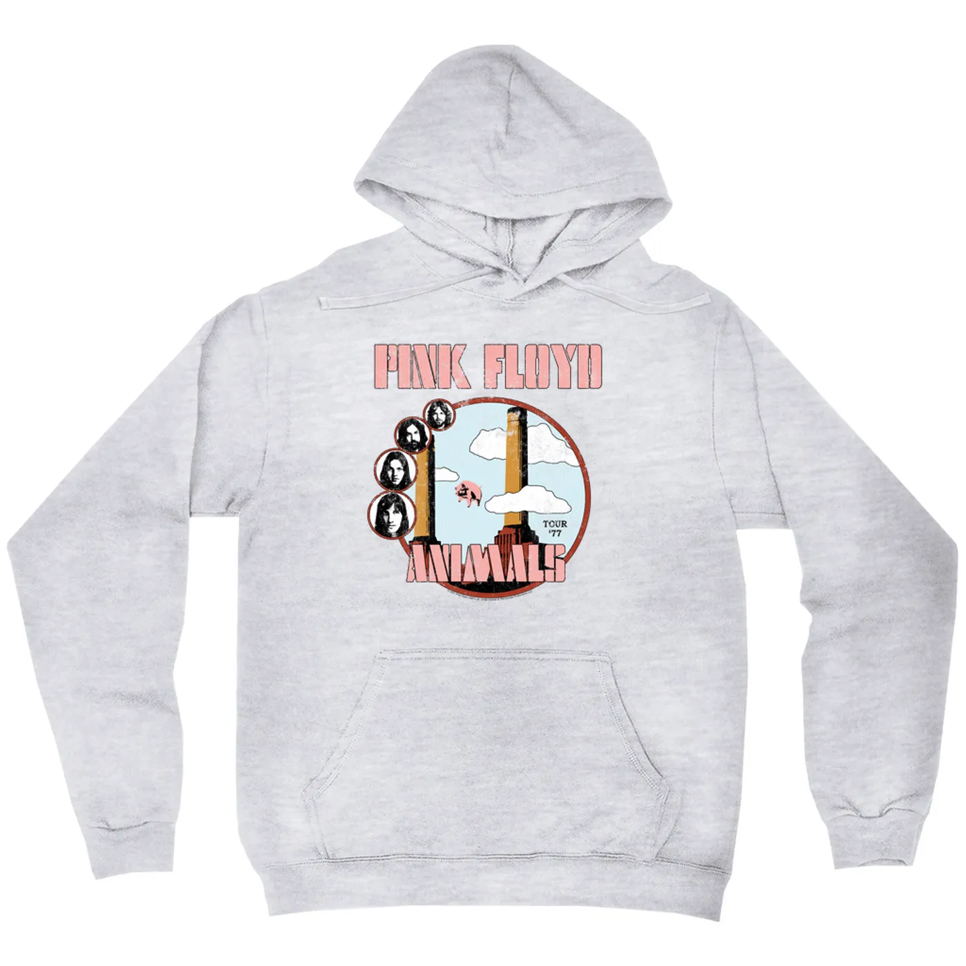 Pink Floyd Hoodie | Animals '77 Tour Pastel Design Distressed Pink Floyd Hoodie