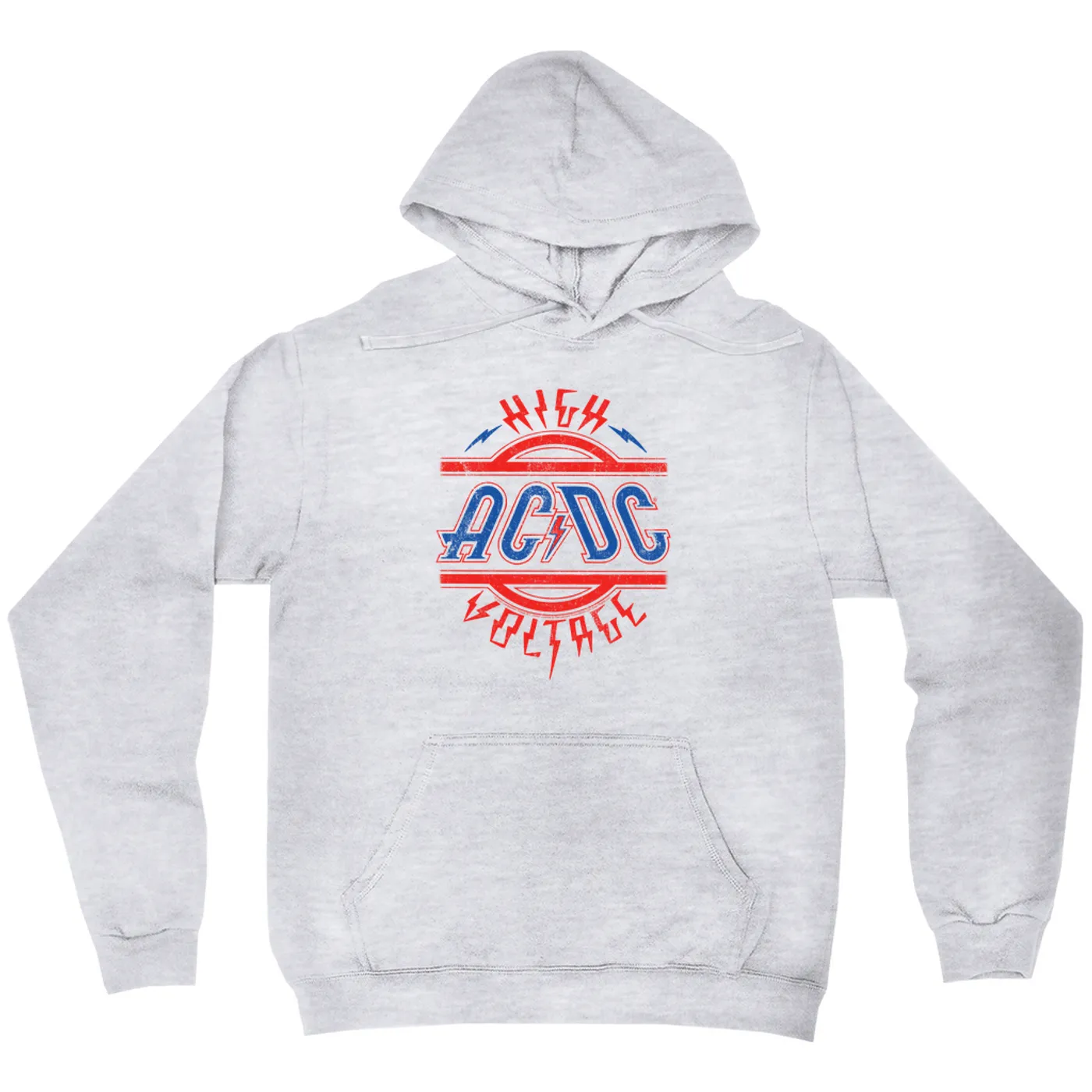 AC/DC Hoodie | Red and Blue High Voltage Distressed ACDC Hoodie (Merchbar Exclusive)