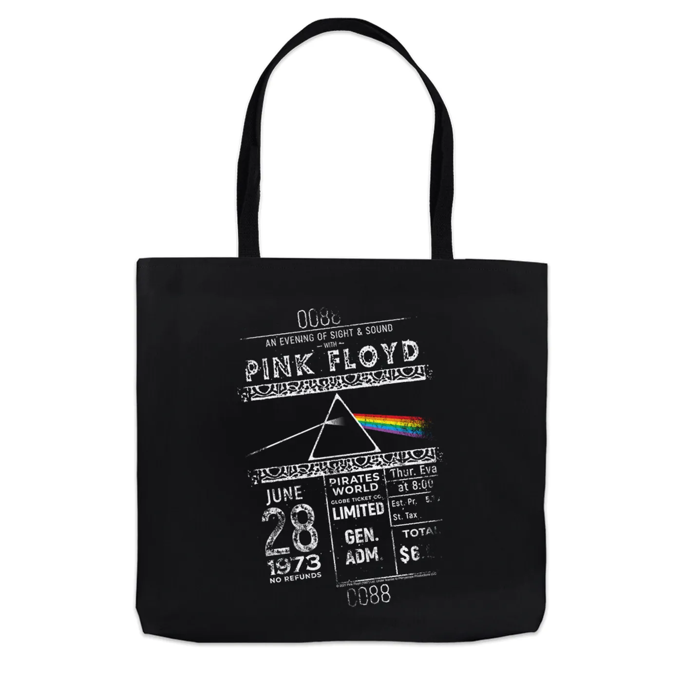 Pink Floyd Tote Bag | 1973 Ticket Stub Distressed Pink Floyd Bag