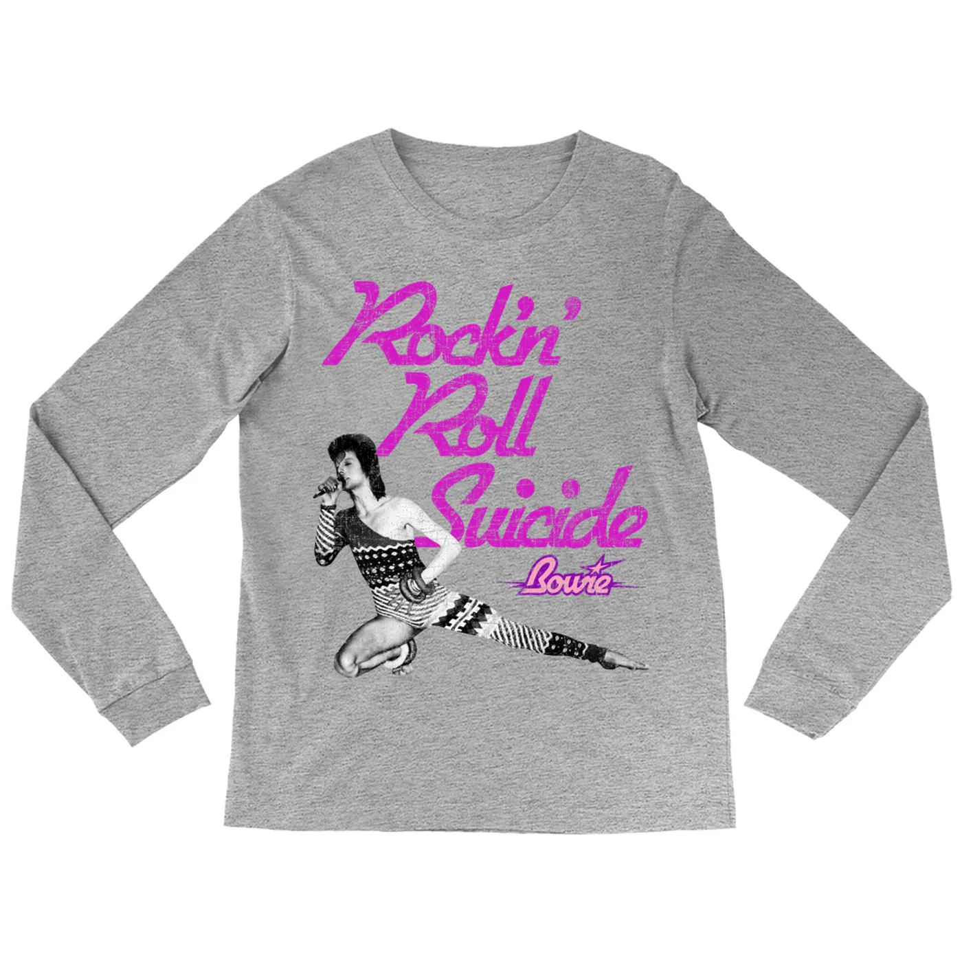 David Bowie Long Sleeve Shirt | Rock N' Roll Suicide Distressed David Bowie Shirt (Merchbar Exclusive)