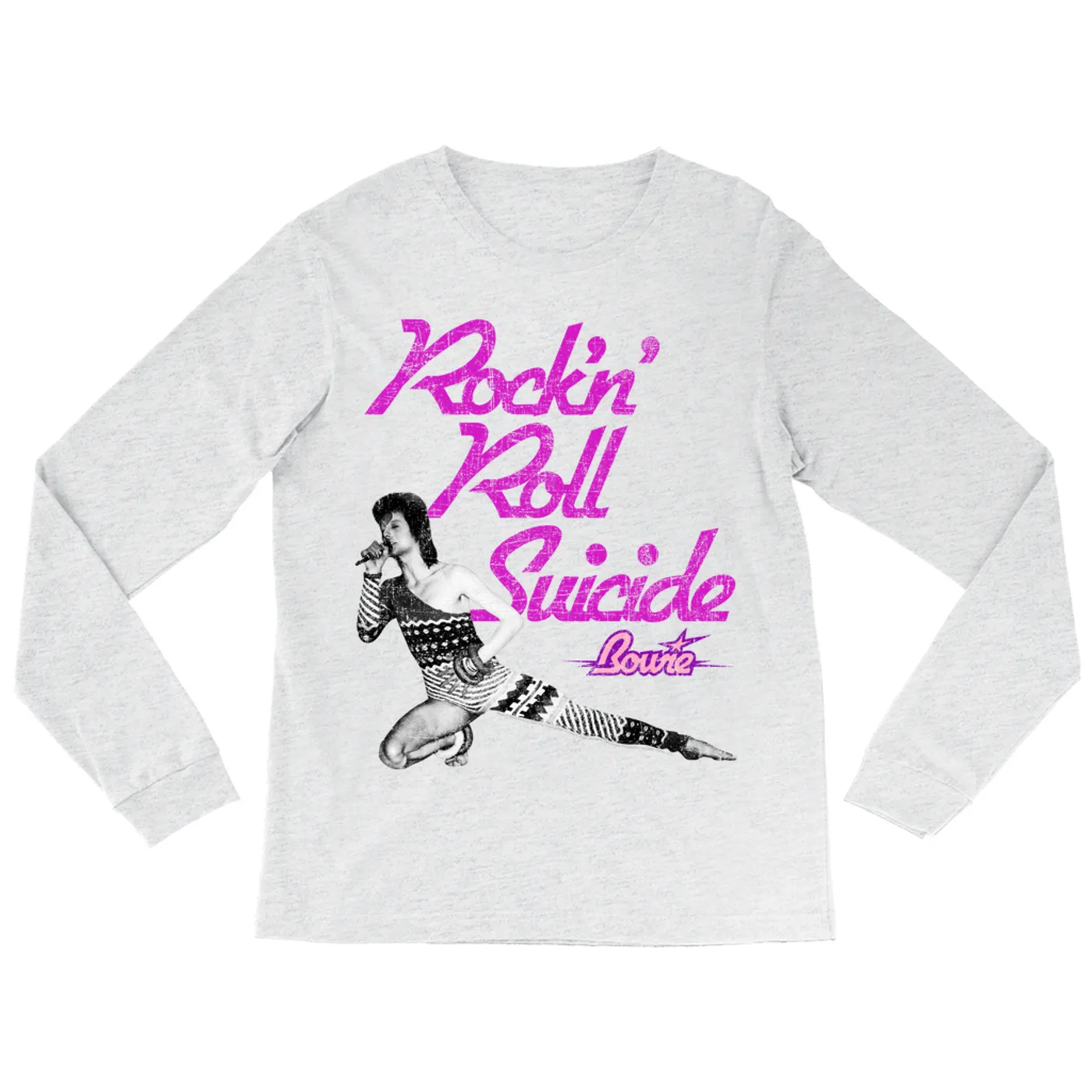 David Bowie Long Sleeve Shirt | Rock N' Roll Suicide Distressed David Bowie Shirt (Merchbar Exclusive)