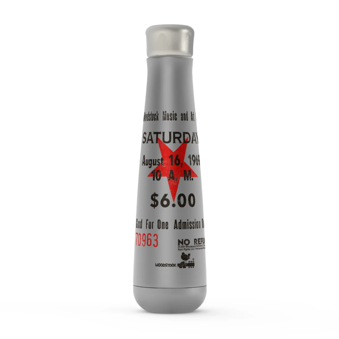 Woodstock Peristyle Water Bottle | Woodstock Music And Art Fair Ticket Stub Design Woodstock Water Bottle