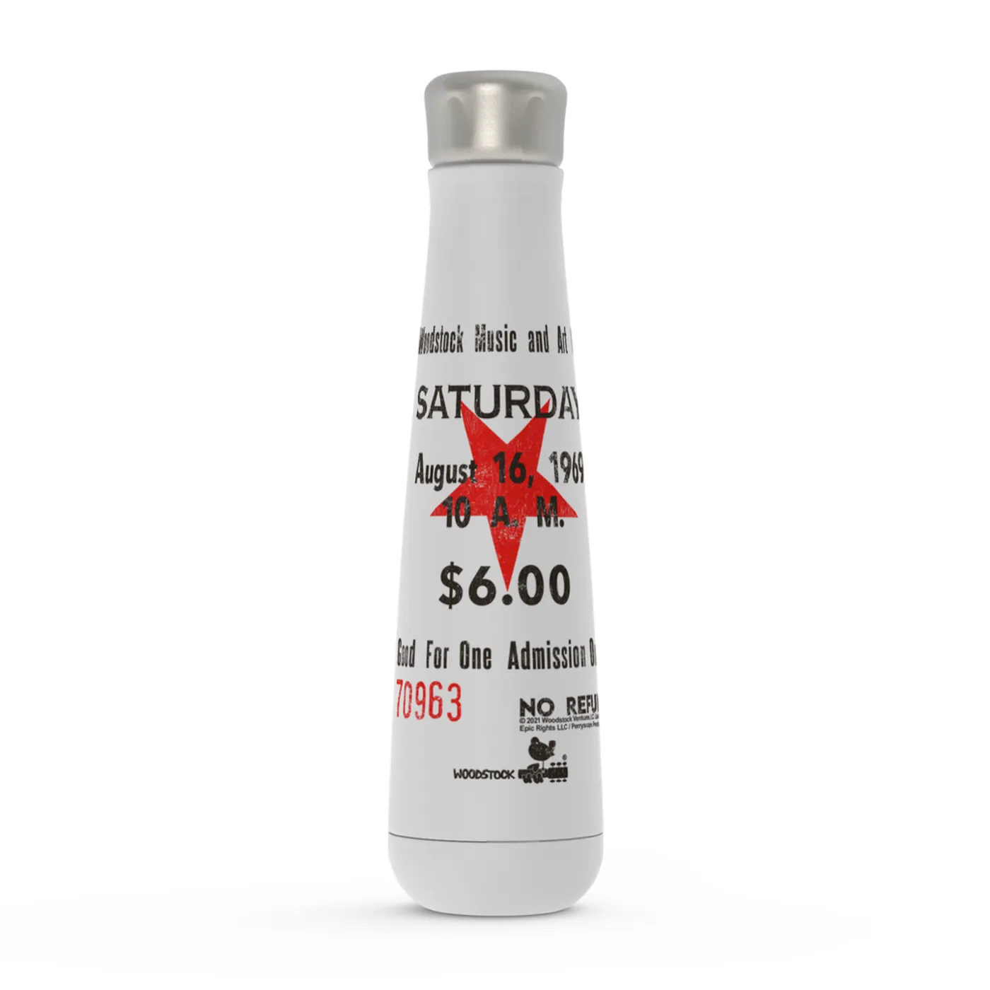 Woodstock Peristyle Water Bottle | Woodstock Music And Art Fair Ticket Stub Design Woodstock Water Bottle