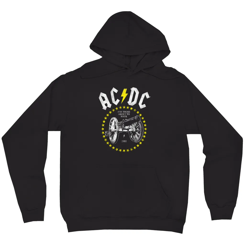 Hoodie | 1981 For Those About To Rock Yellow Design Distressed Hoodie (Equineop Exclusive)