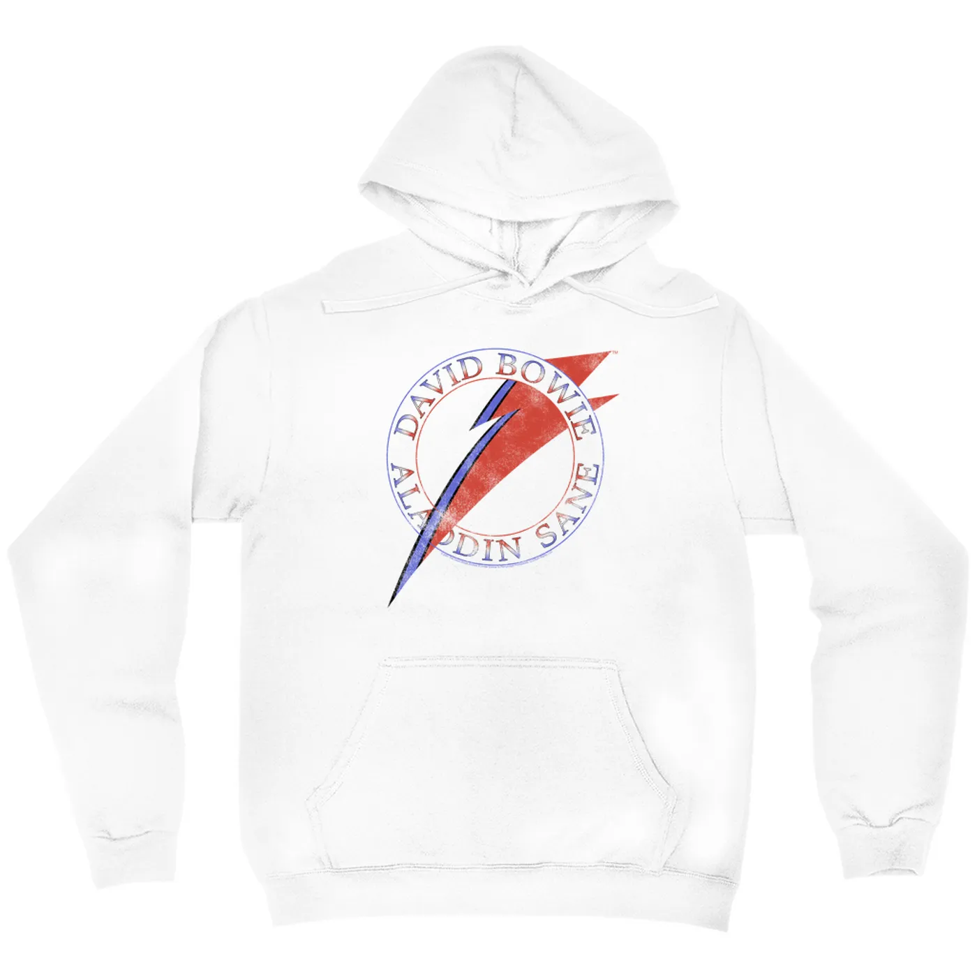 David Bowie Hoodie | Red And Blue Aladdin Sane Logo Distressed David Bowie Hoodie