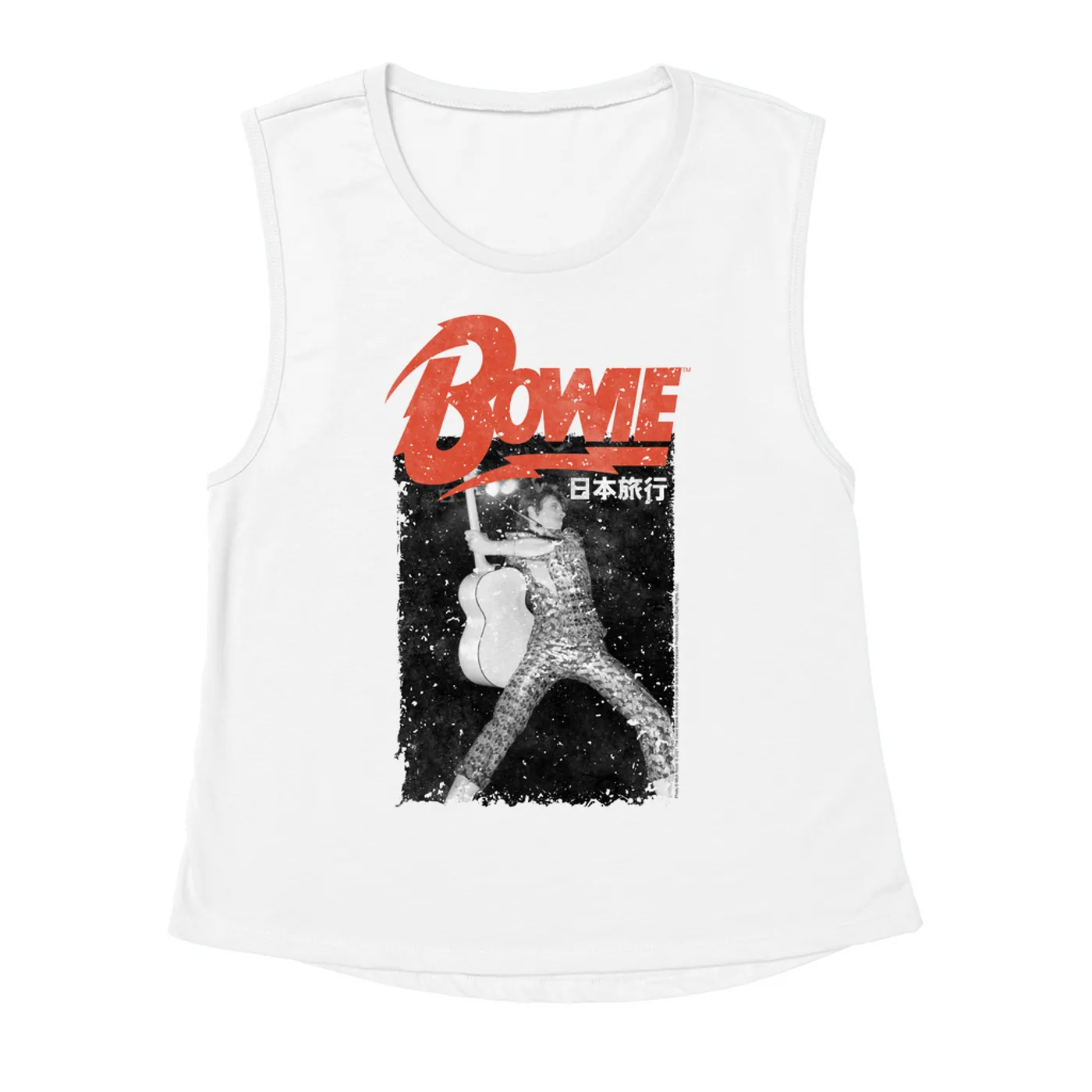 David Bowie Ladies' Muscle Tank Top | Asia Concert Promotion Distressed David Bowie Shirt