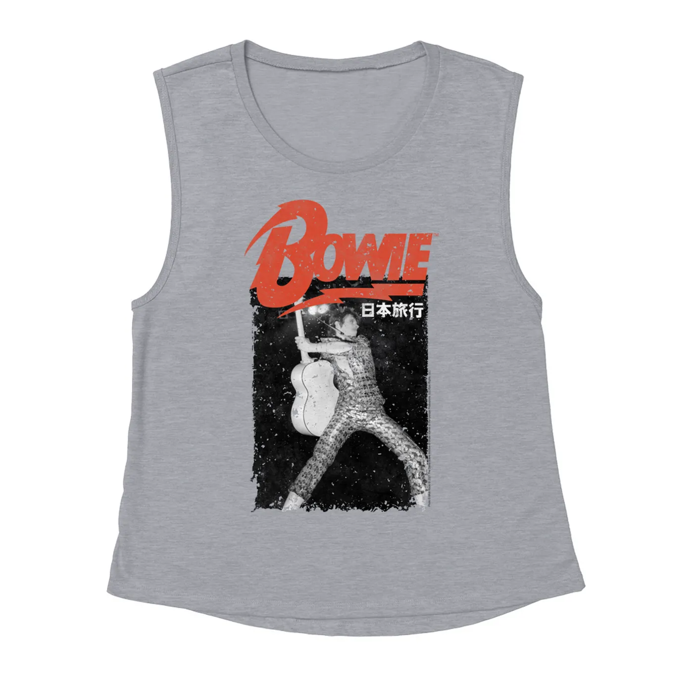 David Bowie Ladies' Muscle Tank Top | Asia Concert Promotion Distressed David Bowie Shirt
