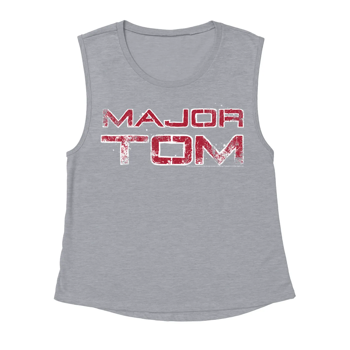 David Bowie Ladies' Muscle Tank Top | Major Tom White Design Distressed David Bowie Shirt (Merchbar Exclusive)