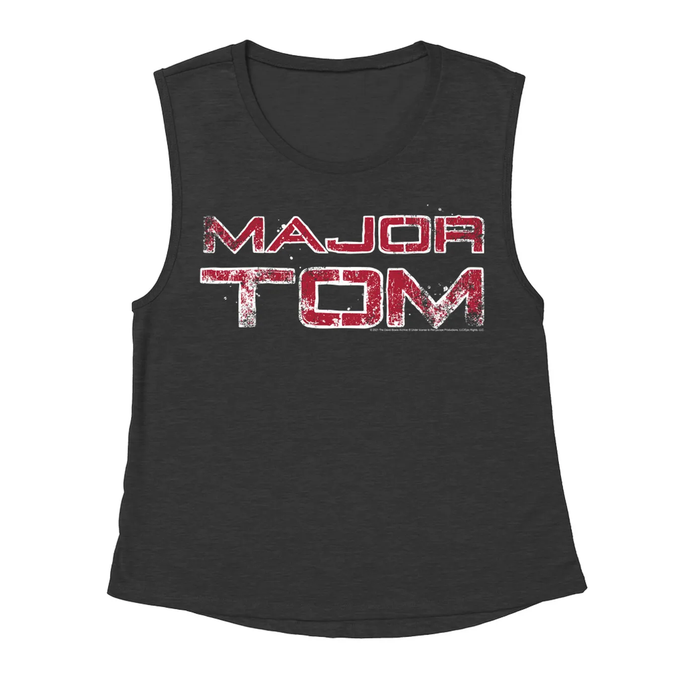 David Bowie Ladies' Muscle Tank Top | Major Tom White Design Distressed David Bowie Shirt (Merchbar Exclusive)