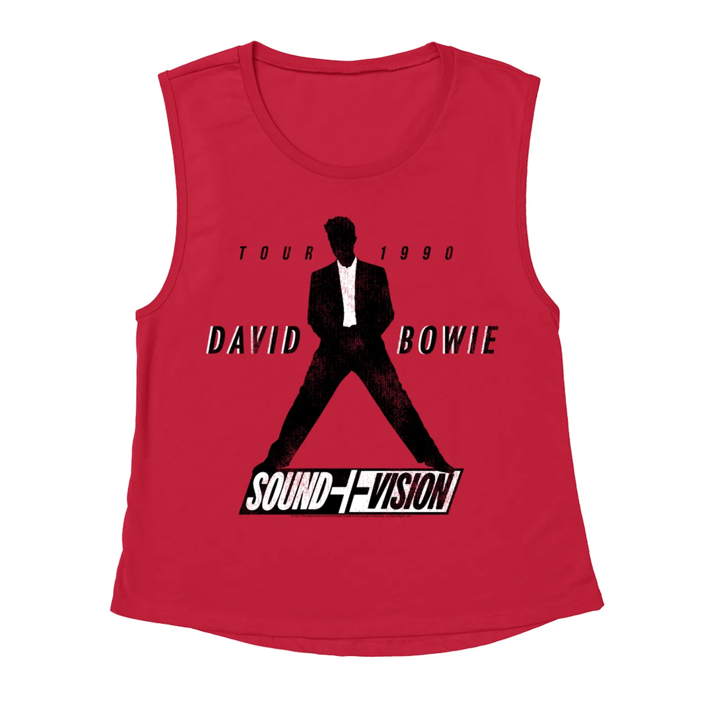 David Bowie Ladies' Muscle Tank Top | 1990 Sound + Vision Tour Logo Image David Bowie Shirt