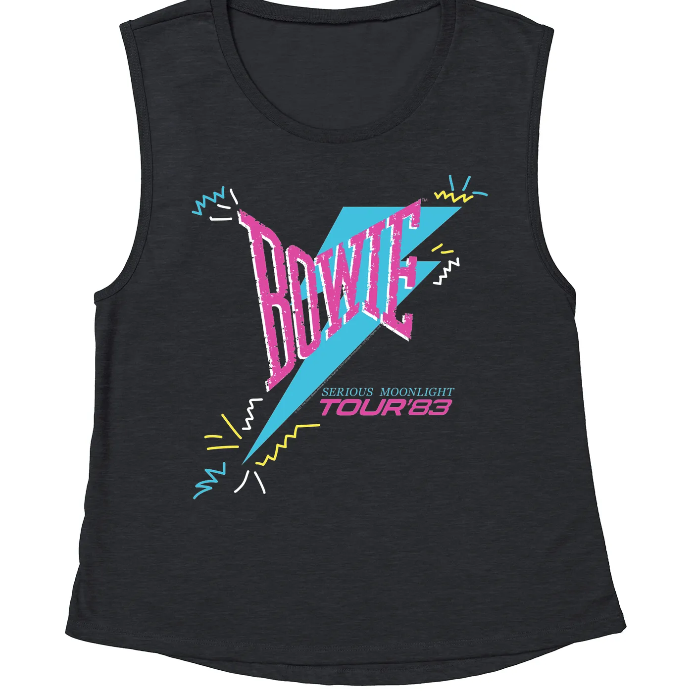 David Bowie Ladies' Muscle Tank Top | Serious Moonlight Party Image David Bowie Shirt (Merchbar Exclusive)