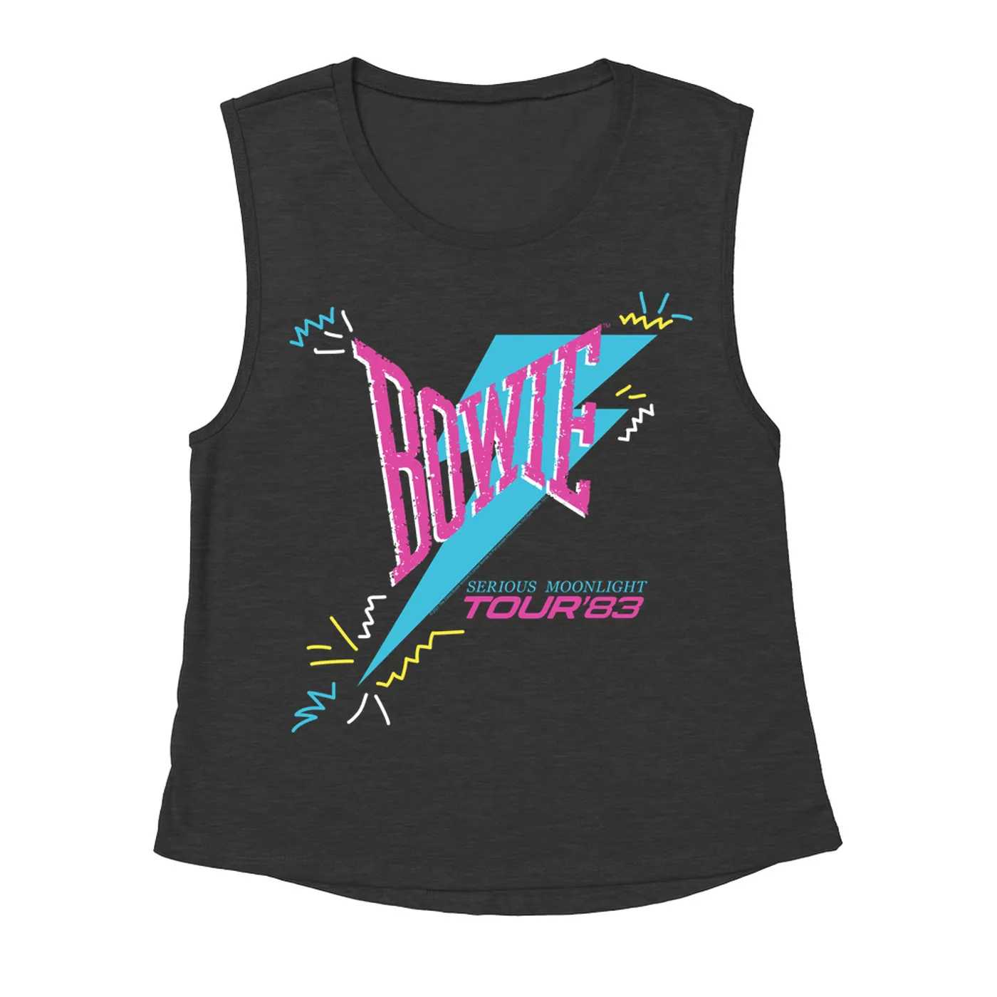 David Bowie Ladies' Muscle Tank Top | Serious Moonlight Party Image David Bowie Shirt (Merchbar Exclusive)
