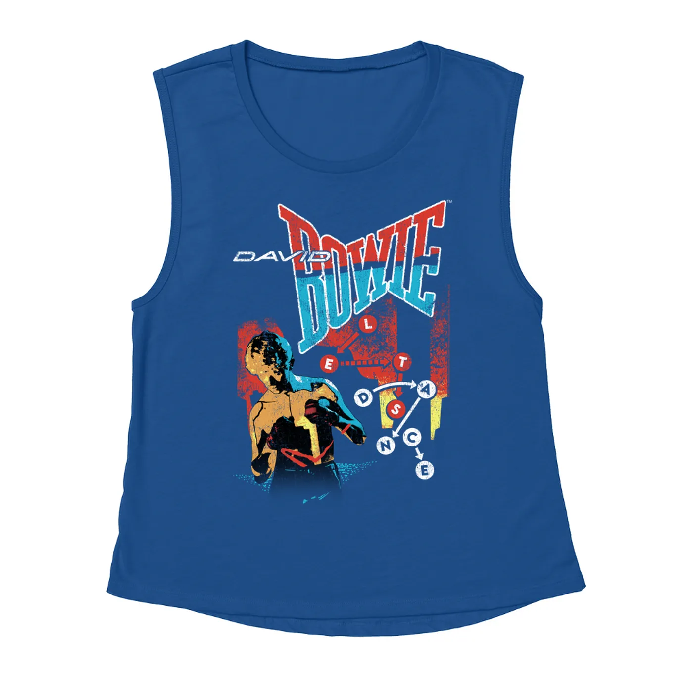 David Bowie Ladies' Muscle Tank Top | Let's Dance Tour Image David Bowie Shirt