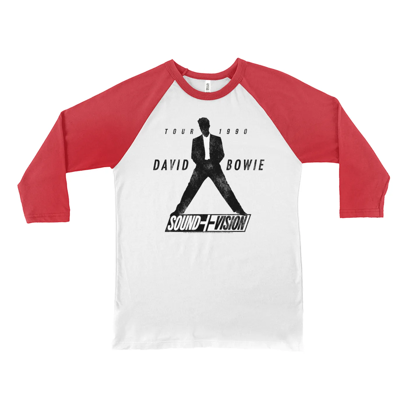 David Bowie 3/4 Sleeve Baseball Tee | 1990 Sound + Vision Tour Logo Image David Bowie Shirt
